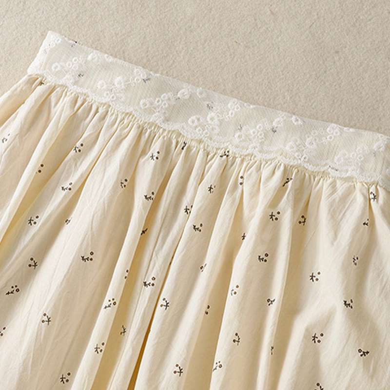 Breathable Cotton Elastic Waist 7/8 Length Minimalist Skirt