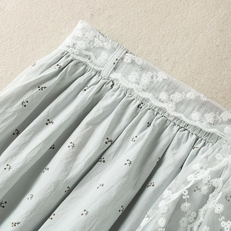 Breathable Cotton Elastic Waist 7/8 Length Minimalist Skirt