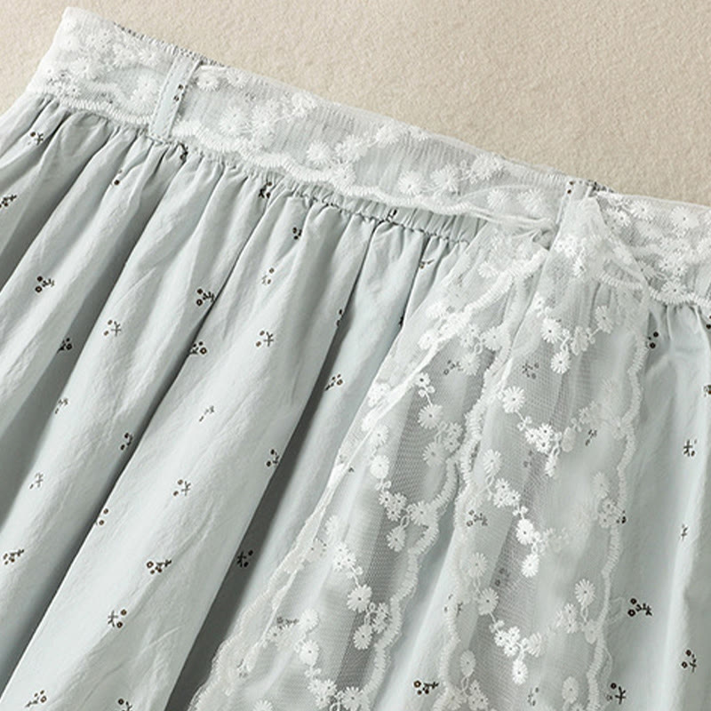 Breathable Cotton Elastic Waist 7/8 Length Minimalist Skirt