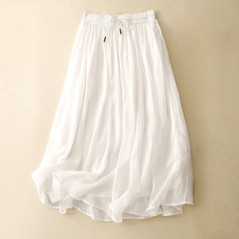Summer Solid Color Elastic Waist Drawstring Women's Skirt