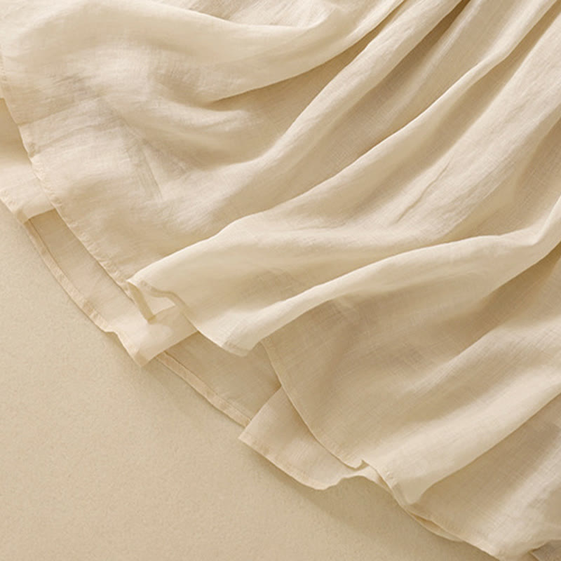 Summer Solid Color Elastic Waist Drawstring Women's Skirt