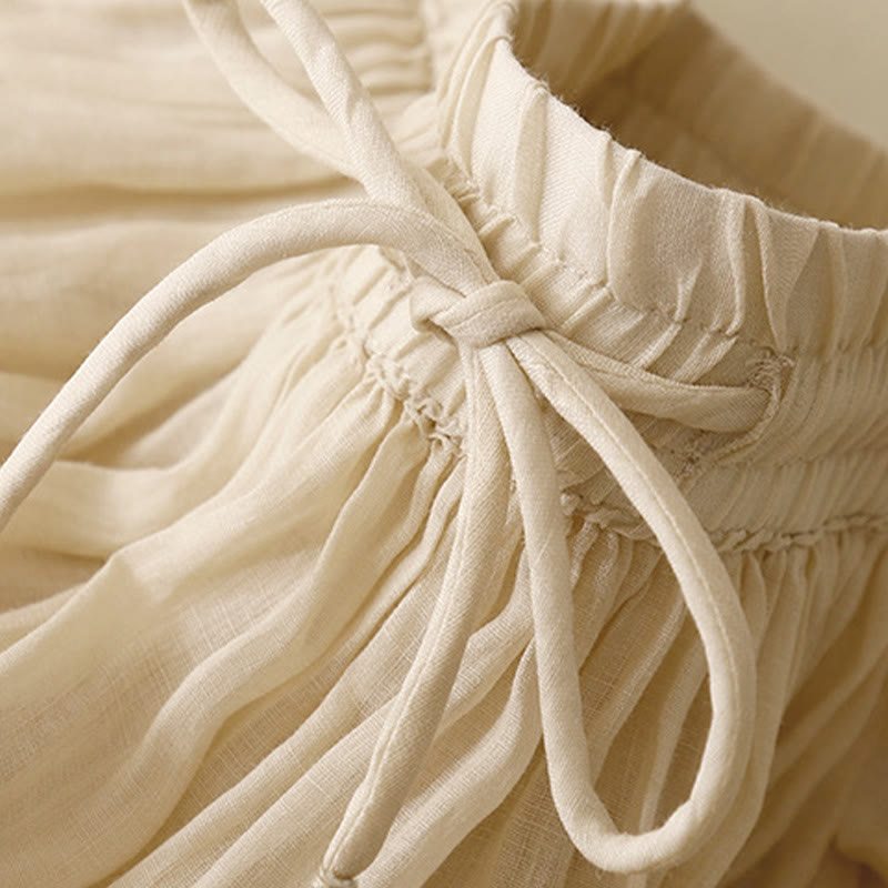 Summer Solid Color Elastic Waist Drawstring Women's Skirt