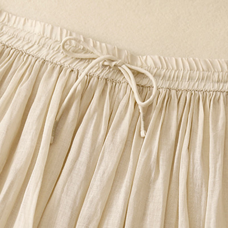 Summer Solid Color Elastic Waist Drawstring Women's Skirt