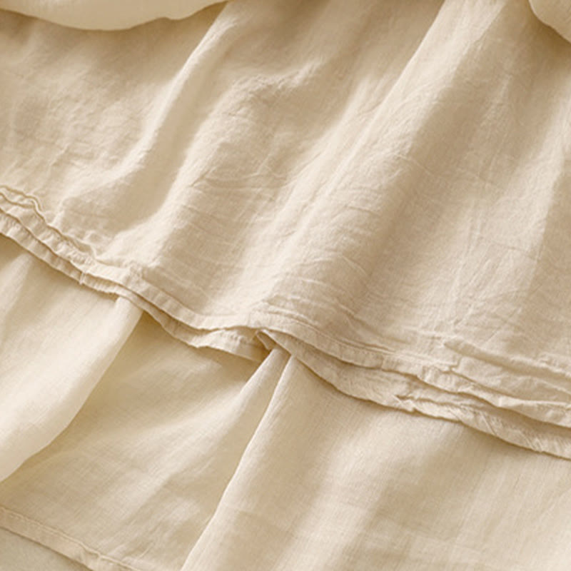 Summer Solid Color Elastic Waist Drawstring Women's Skirt
