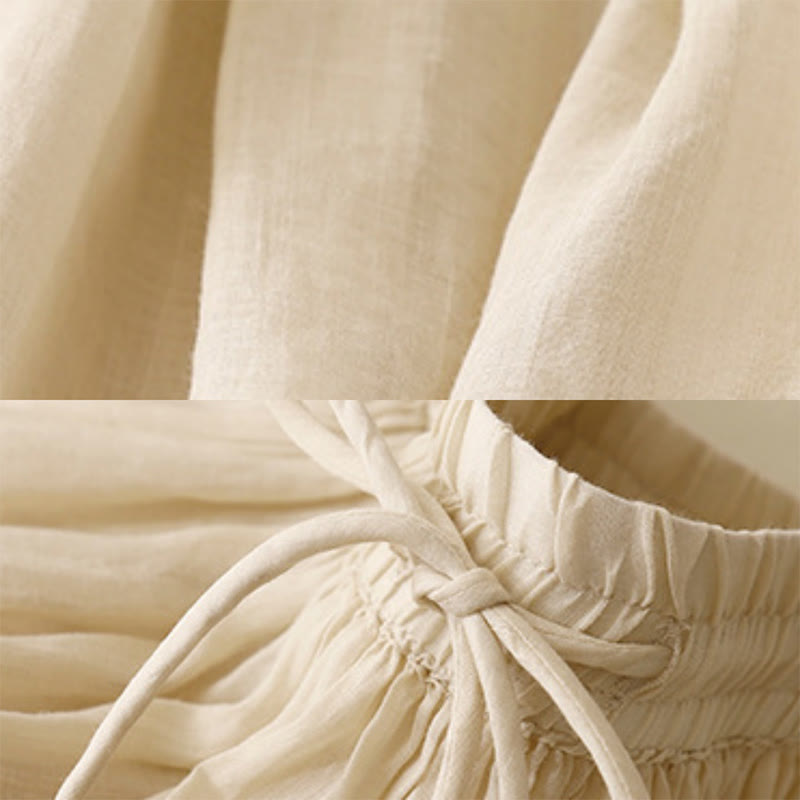 Summer Solid Color Elastic Waist Drawstring Women's Skirt
