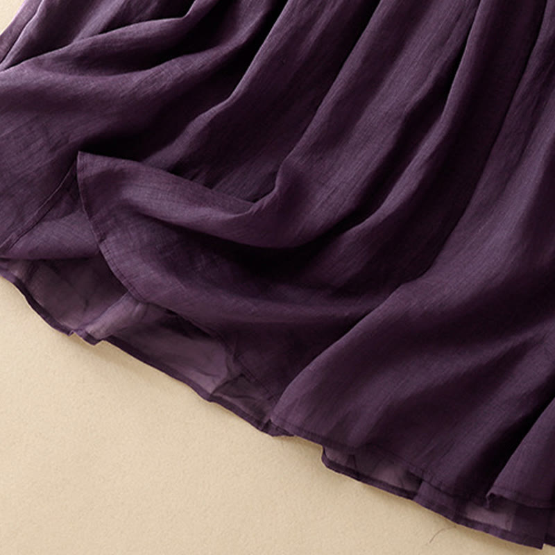 Summer Solid Color Elastic Waist Drawstring Women's Skirt