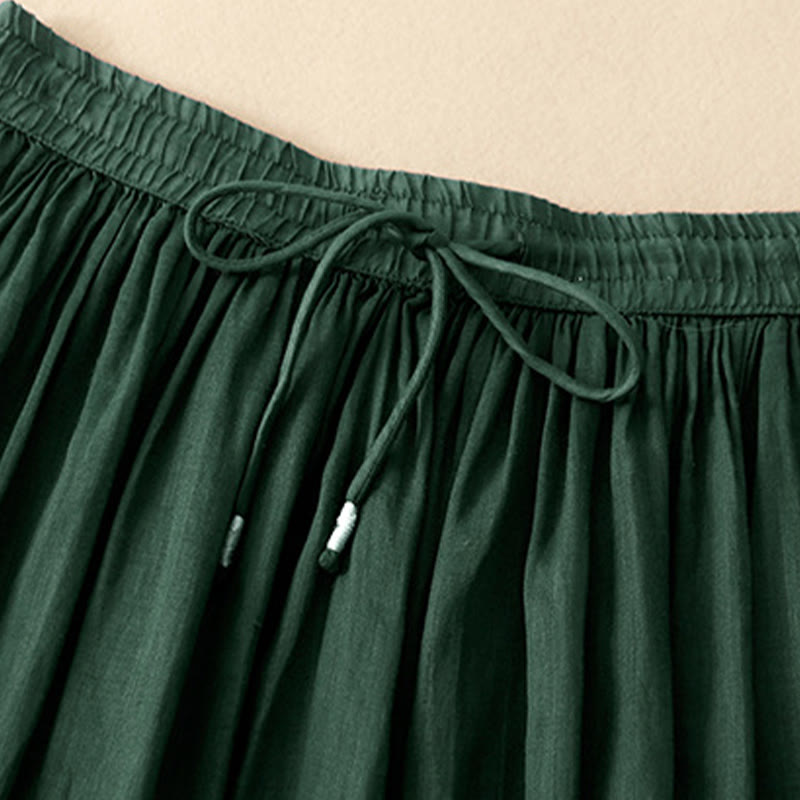 Summer Solid Color Elastic Waist Drawstring Women's Skirt