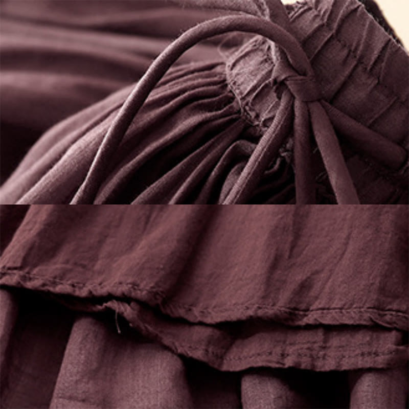 Summer Solid Color Elastic Waist Drawstring Women's Skirt