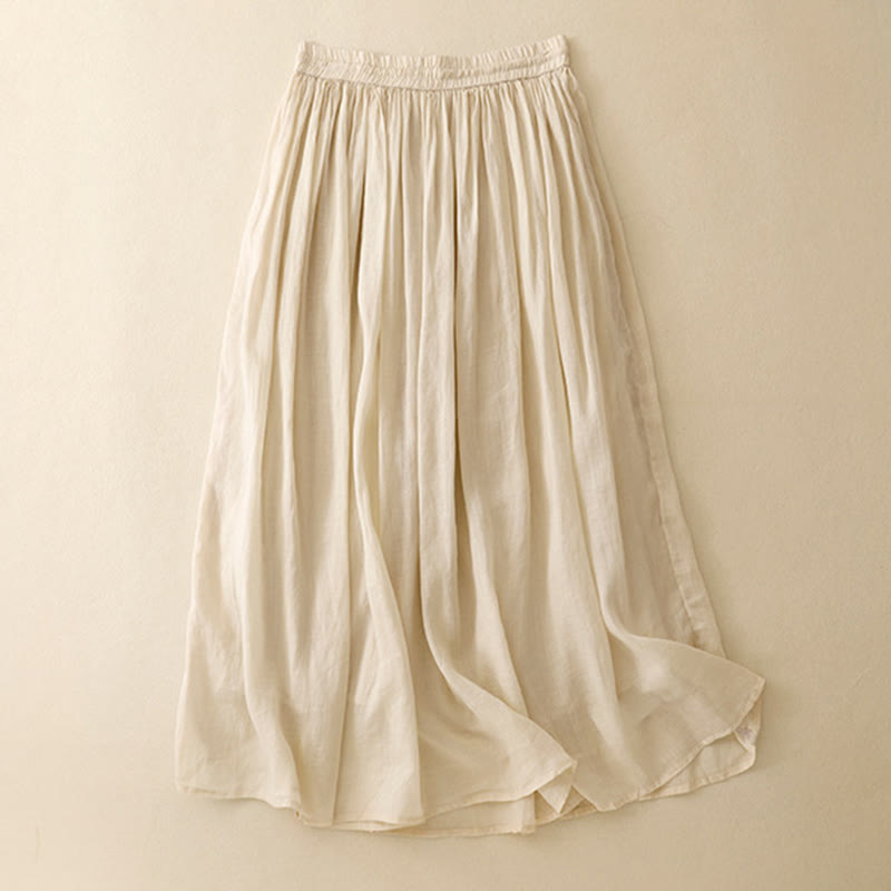 Summer Solid Color Elastic Waist Drawstring Women's Skirt