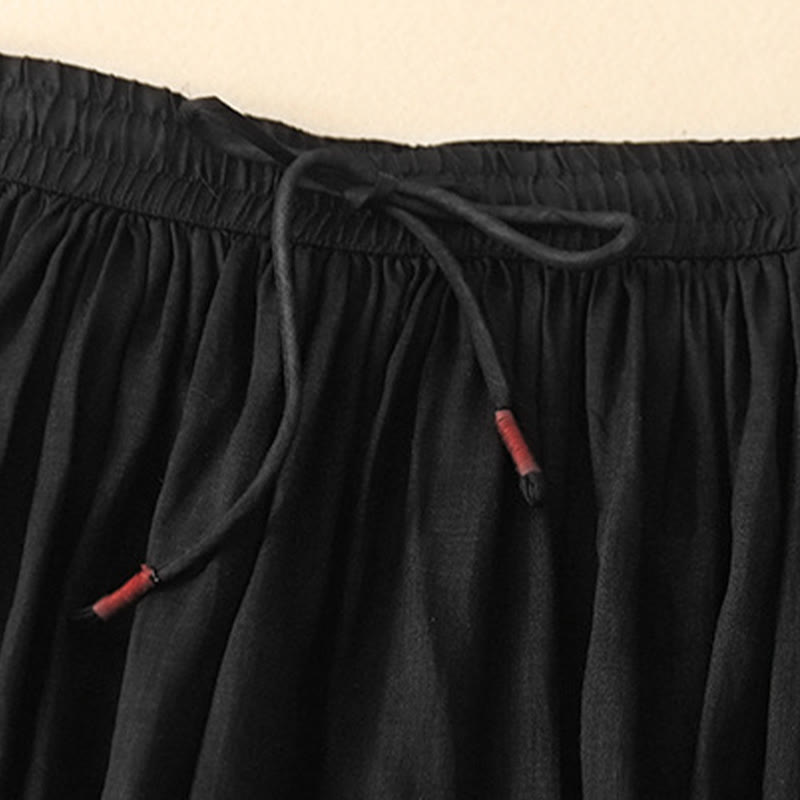 Summer Solid Color Elastic Waist Drawstring Women's Skirt