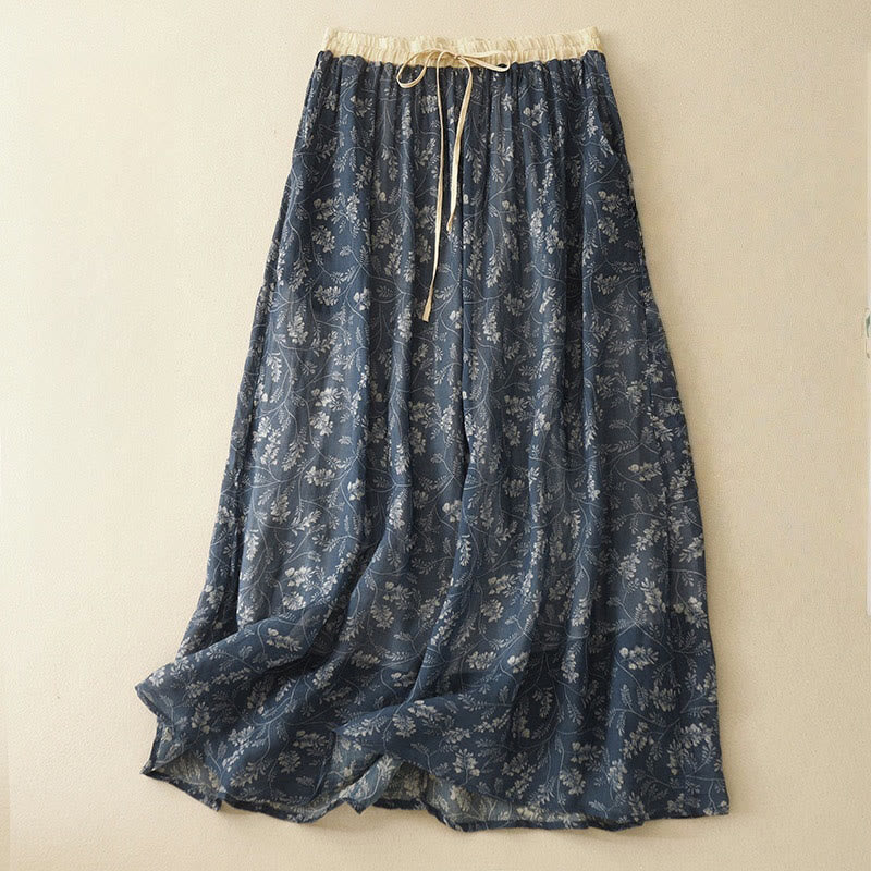 Breathable Cotton Linen A-Line Mid-Length Skirt for Mindful Living