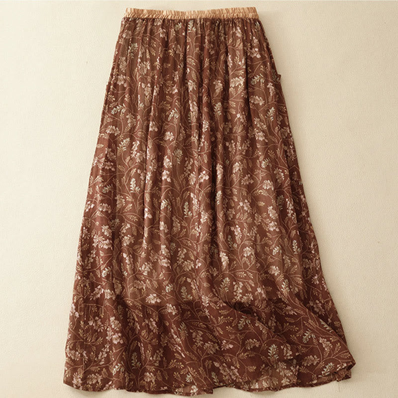 Breathable Cotton Linen A-Line Mid-Length Skirt for Mindful Living