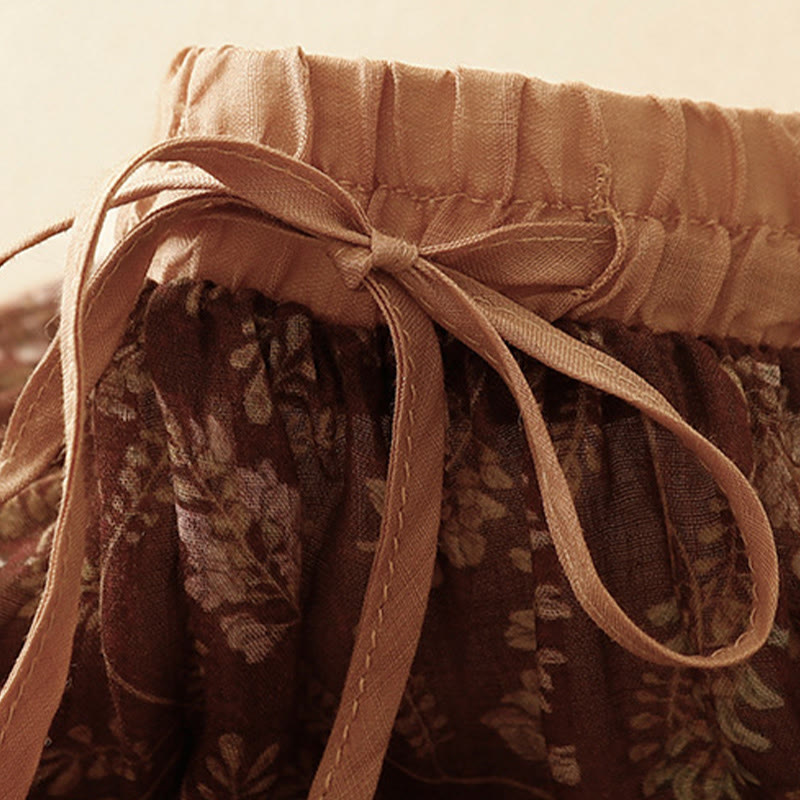 Breathable Cotton Linen A-Line Mid-Length Skirt for Mindful Living