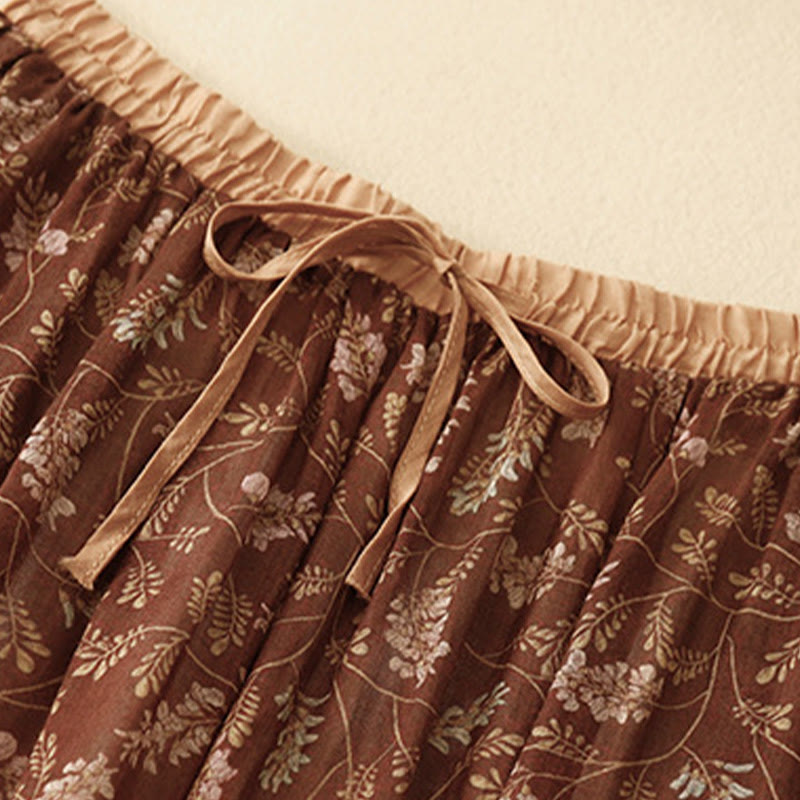 Breathable Cotton Linen A-Line Mid-Length Skirt for Mindful Living
