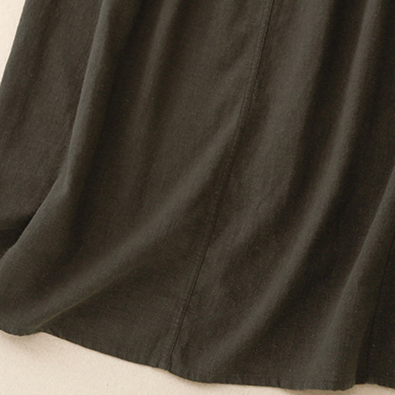 Drawstring A-line Elastic Waist Cotton Women's Skirt