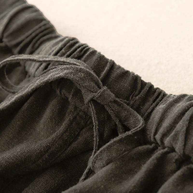 Drawstring A-line Elastic Waist Cotton Women's Skirt