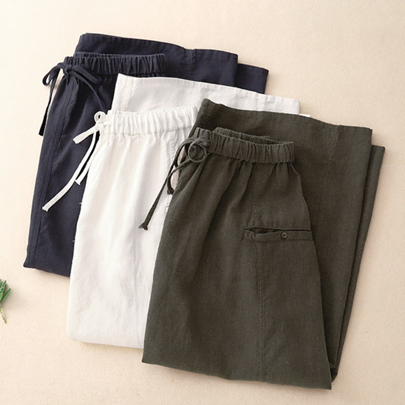Drawstring A-line Elastic Waist Cotton Women's Skirt
