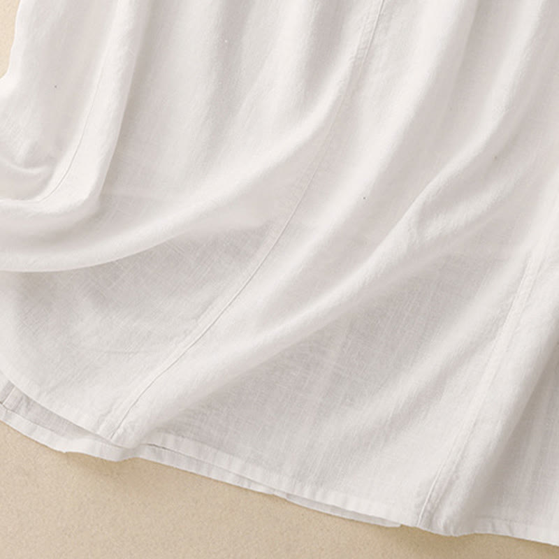 Drawstring A-line Elastic Waist Cotton Women's Skirt