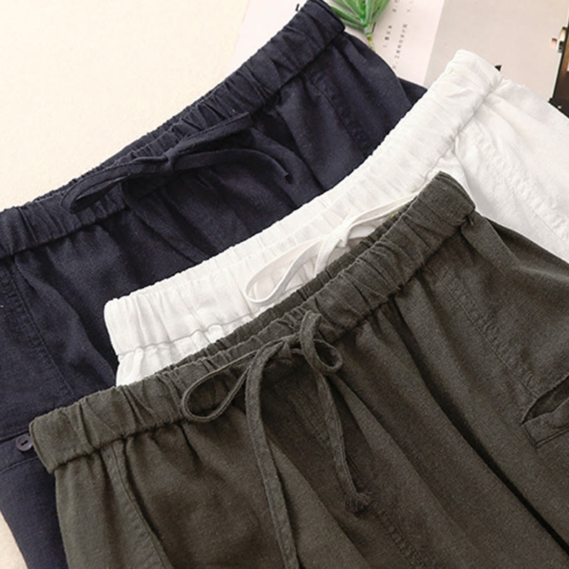 Drawstring A-line Elastic Waist Cotton Women's Skirt