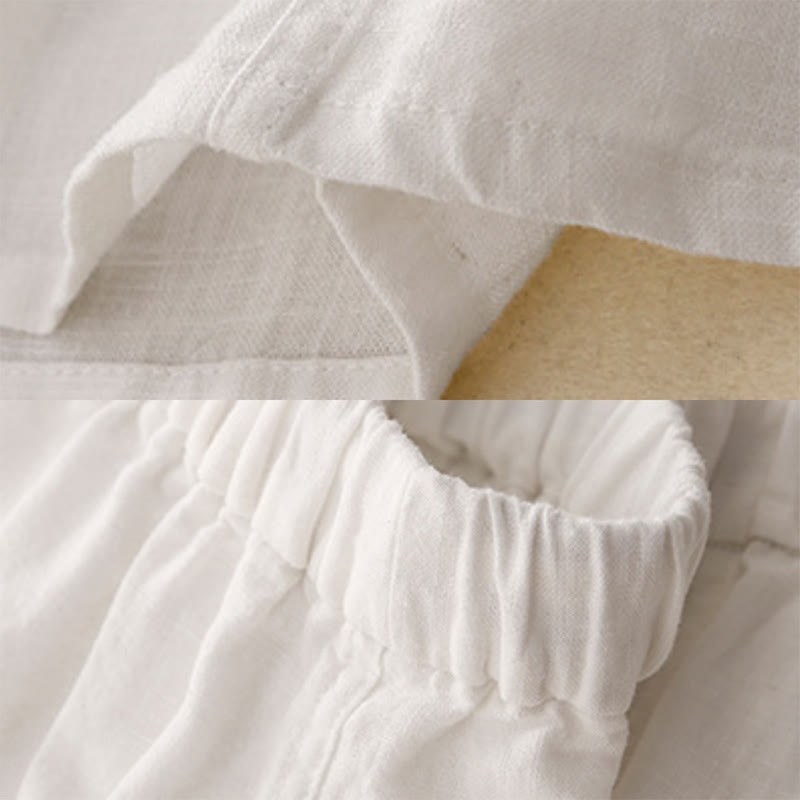 Drawstring A-line Elastic Waist Cotton Women's Skirt