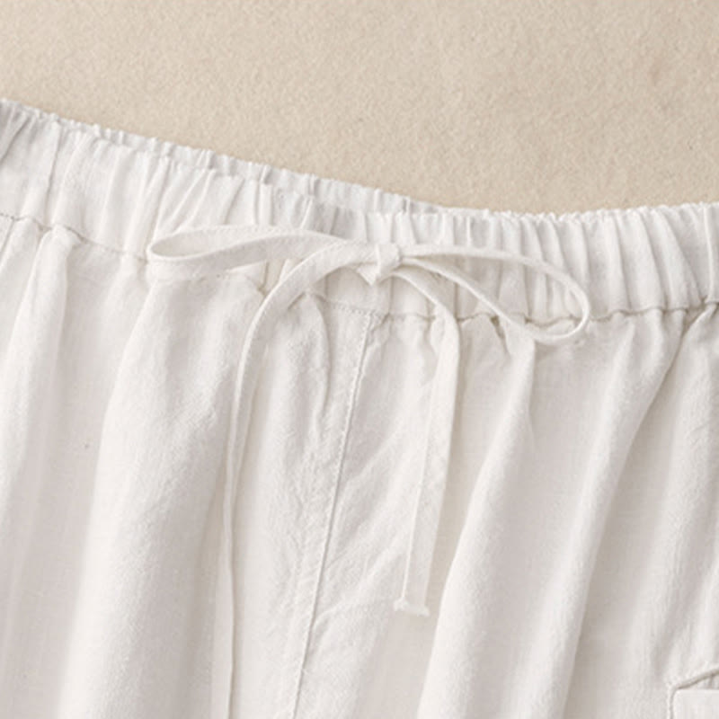 Drawstring A-line Elastic Waist Cotton Women's Skirt