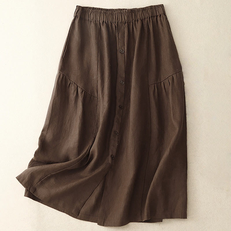 Breathable Cotton Elastic Waist A-Line Meditation Skirt