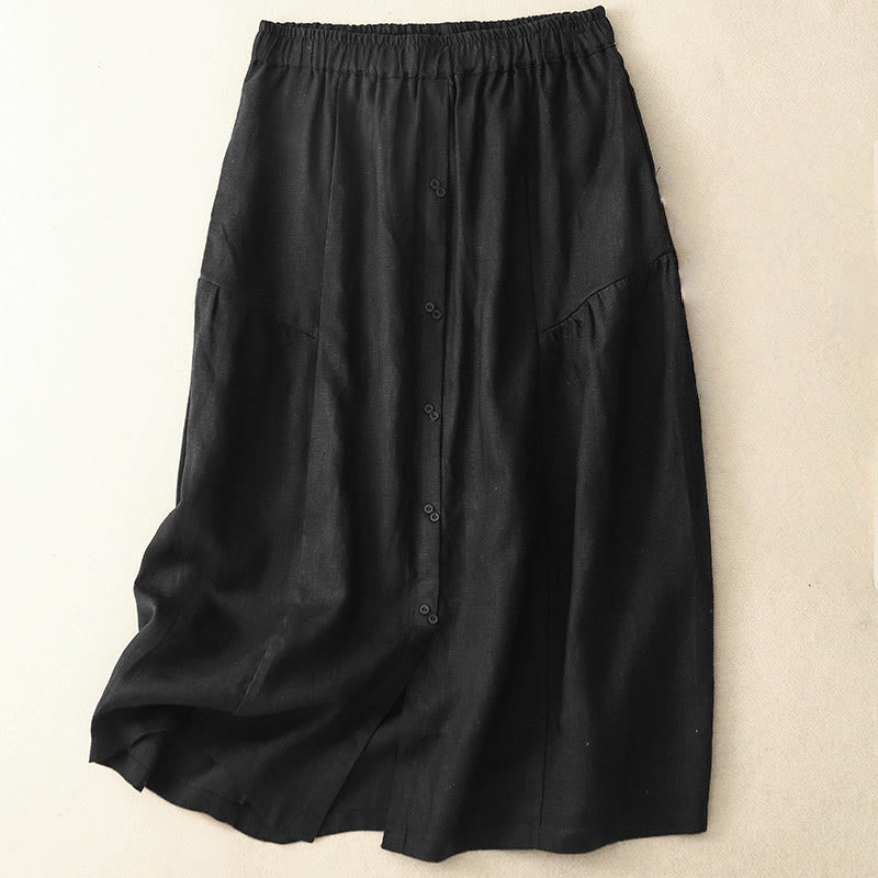 Breathable Cotton Elastic Waist A-Line Meditation Skirt