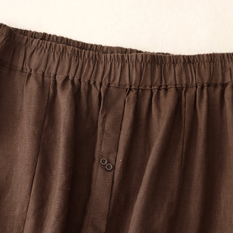 Breathable Cotton Elastic Waist A-Line Meditation Skirt