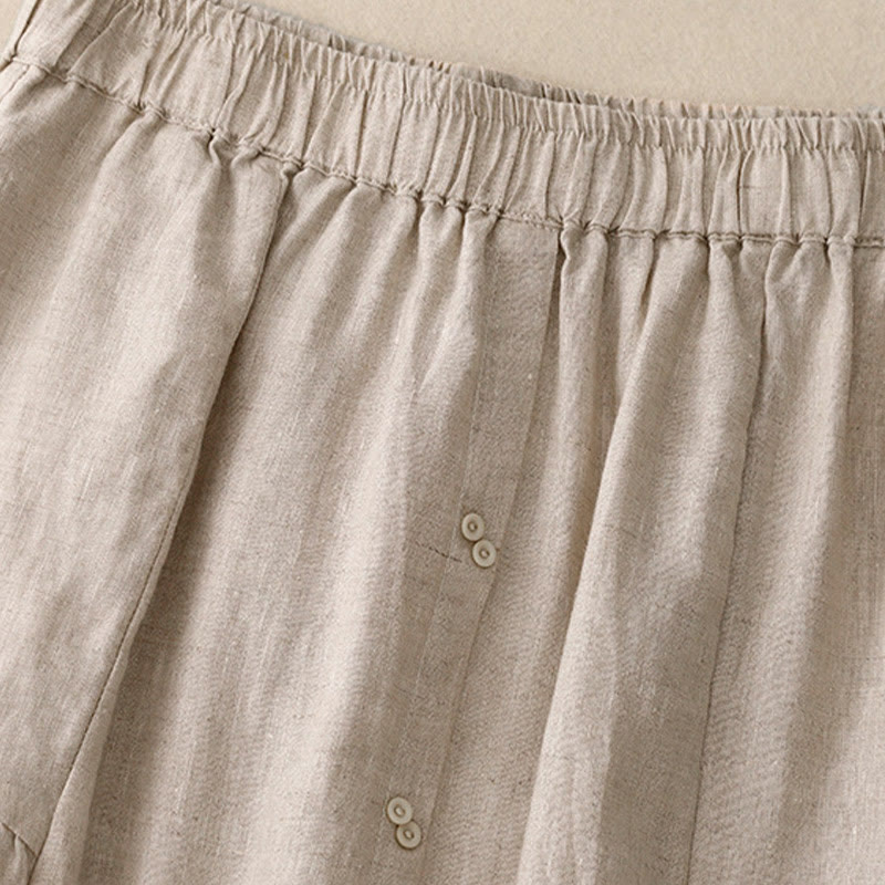 Breathable Cotton Elastic Waist A-Line Meditation Skirt