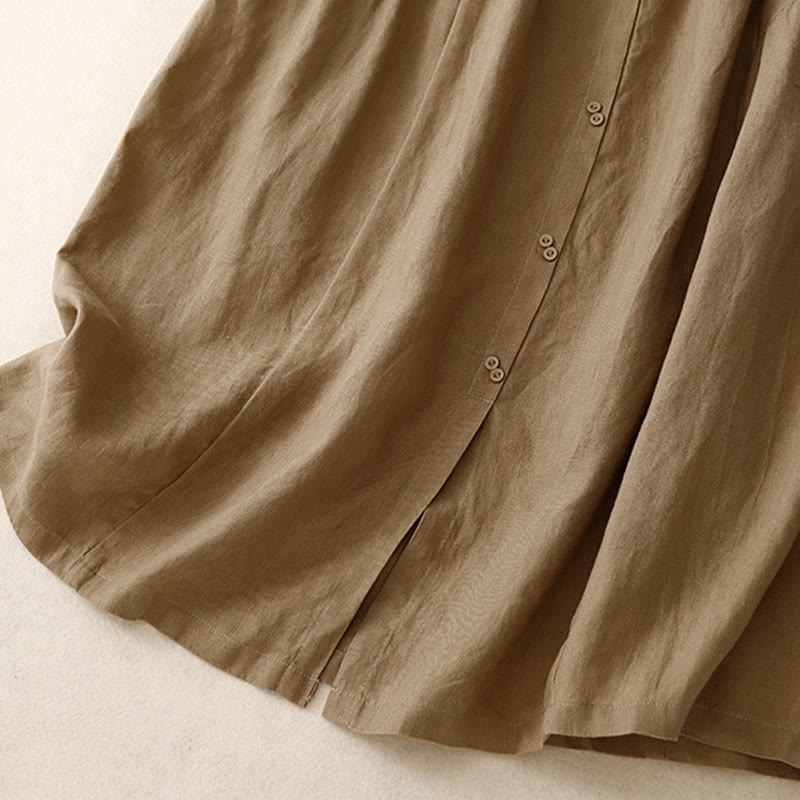 Breathable Cotton Elastic Waist A-Line Meditation Skirt