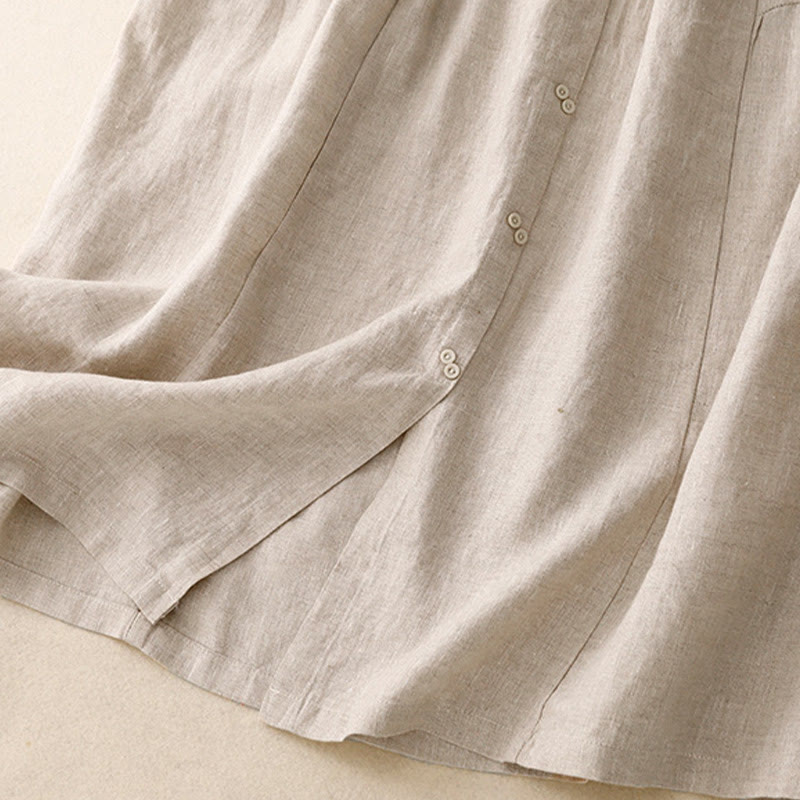 Breathable Cotton Elastic Waist A-Line Meditation Skirt