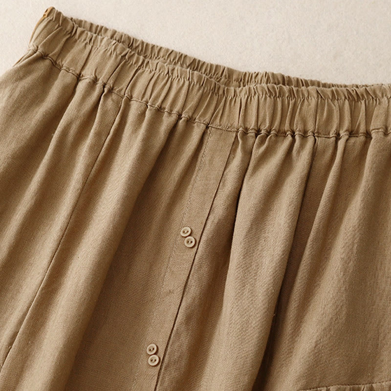 Breathable Cotton Elastic Waist A-Line Meditation Skirt