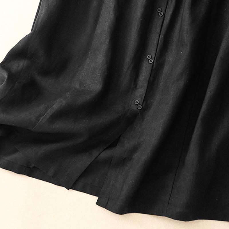 Breathable Cotton Elastic Waist A-Line Meditation Skirt