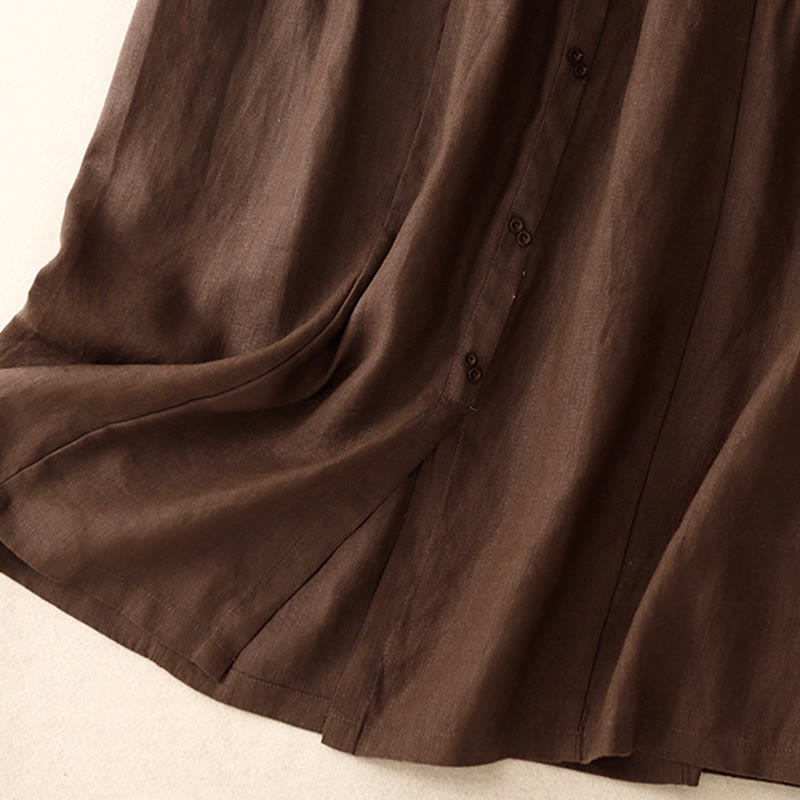 Breathable Cotton Elastic Waist A-Line Meditation Skirt