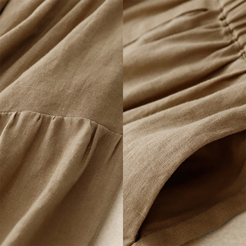 Breathable Cotton Elastic Waist A-Line Meditation Skirt