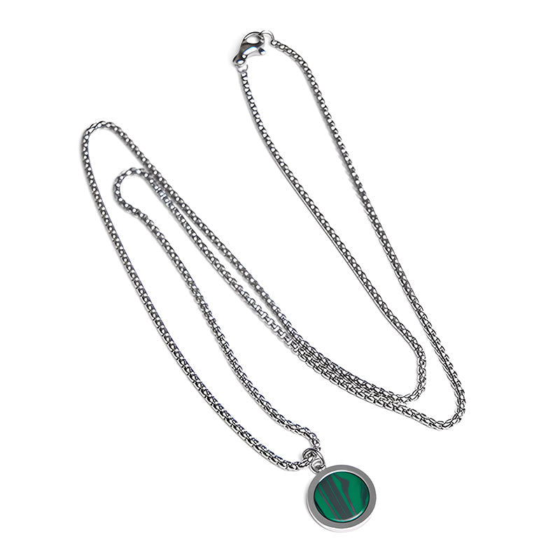 Natural Stone Turquoise Tiger Eye Lazurite Malachite Titanium Steel Purification Necklace Pendant