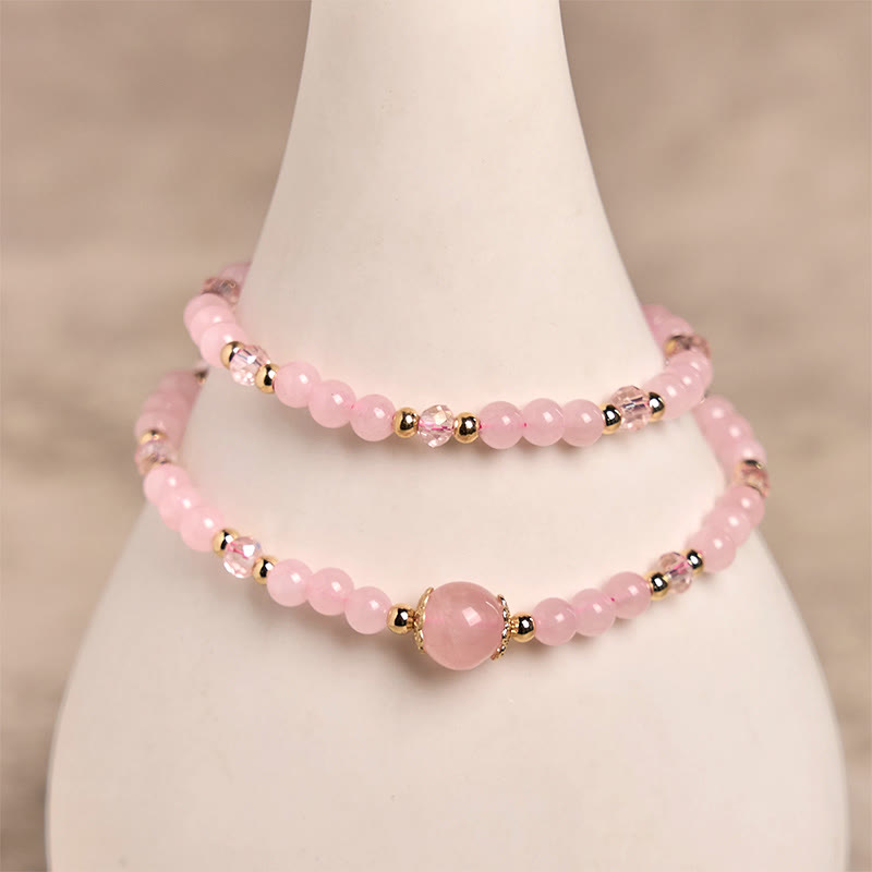 Natural Citrine Pink Crystal Beads Pleasure Creativity Double Layer Bracelet
