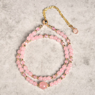 Natural Citrine Pink Crystal Beads Pleasure Creativity Double Layer Bracelet