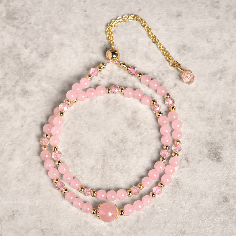 Natural Citrine Pink Crystal Beads Pleasure Creativity Double Layer Bracelet