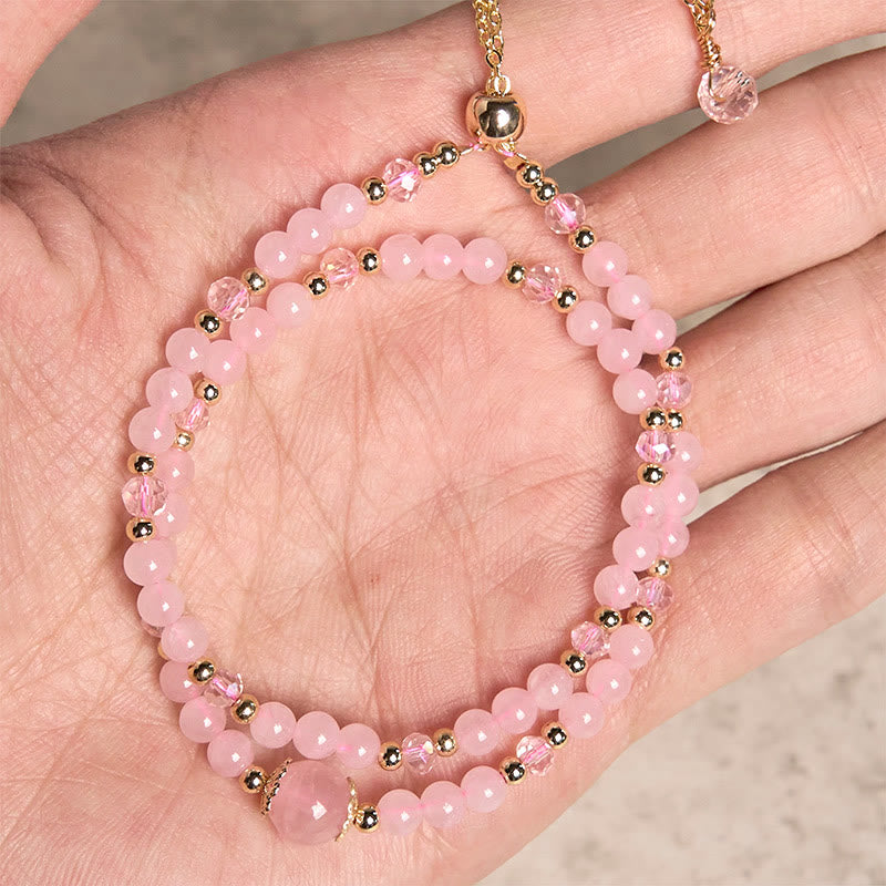 Natural Citrine Pink Crystal Beads Pleasure Creativity Double Layer Bracelet