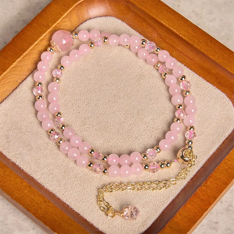 Natural Citrine Pink Crystal Beads Pleasure Creativity Double Layer Bracelet