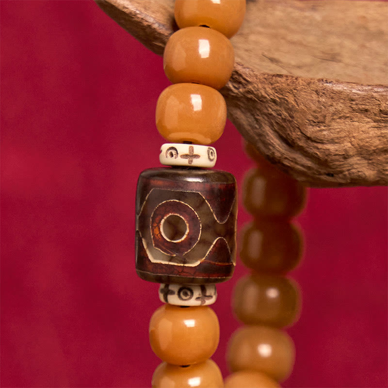 Tibetan Bodhi Seed and Dzi Bead Grounding Wrist Bracelet