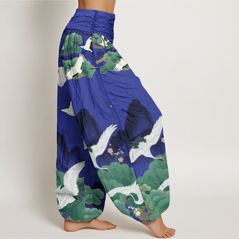 Cotton Ink-Wash Landscape Draped Meditation Harem Pants