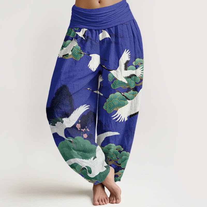 Cotton Ink-Wash Landscape Draped Meditation Harem Pants