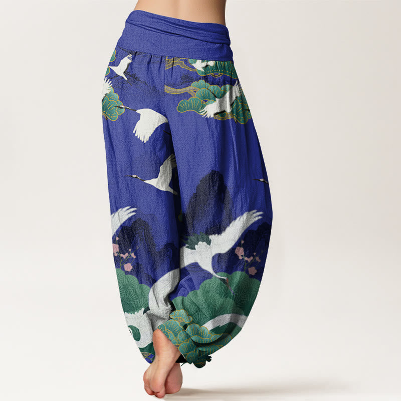 Cotton Ink-Wash Landscape Draped Meditation Harem Pants