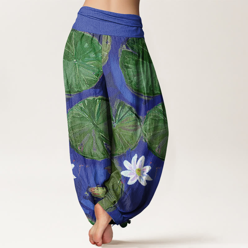 Lotus Print Cotton Breathable Meditation Harem Pants