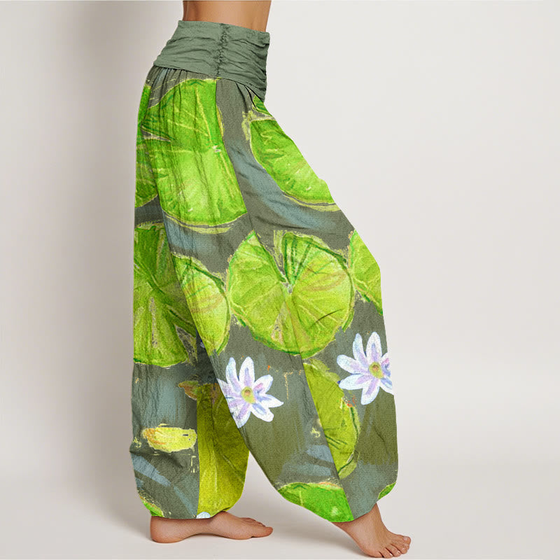 Lotus Print Cotton Breathable Meditation Harem Pants