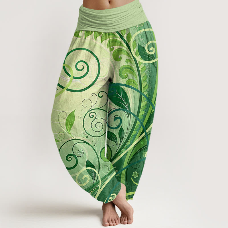 Cotton Casual Vining Floral Pattern Women's Harem Pants