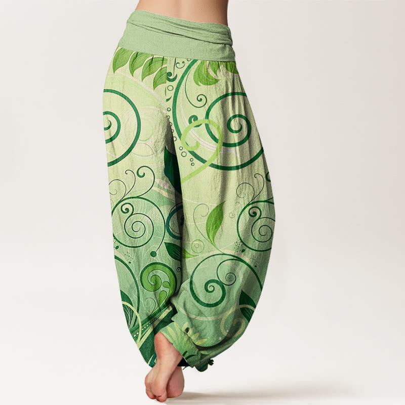 Cotton Casual Vining Floral Pattern Women's Harem Pants