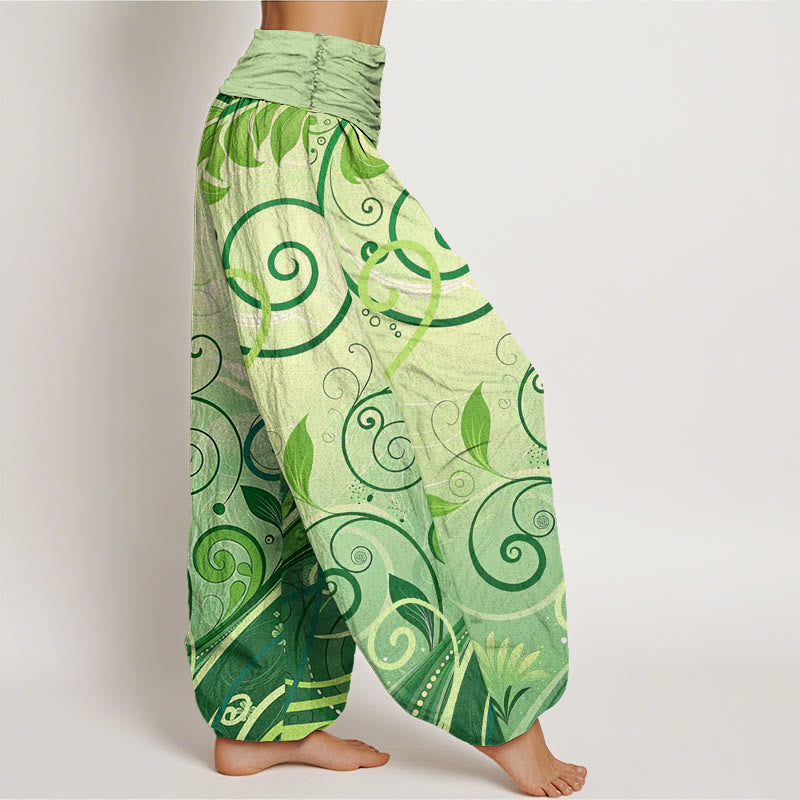 Cotton Casual Vining Floral Pattern Women's Harem Pants